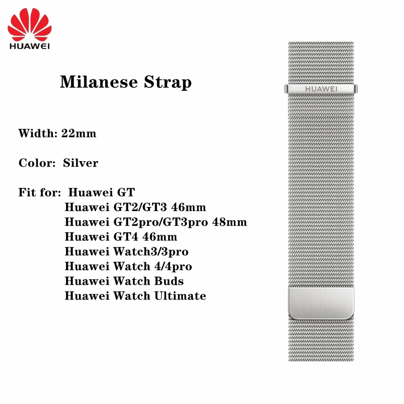 Premium Huawei GT2 46mm FKM Rubber Strap with Genuine Leather and Stainless Steel Milanese Strap