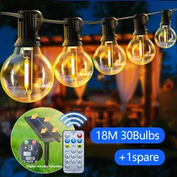 Illuminating Outdoor Solar String Lights with Remote and Dimmable Shatterproof LED Bulbs - Include RF Remote (59FT 18M 30Bulbs)