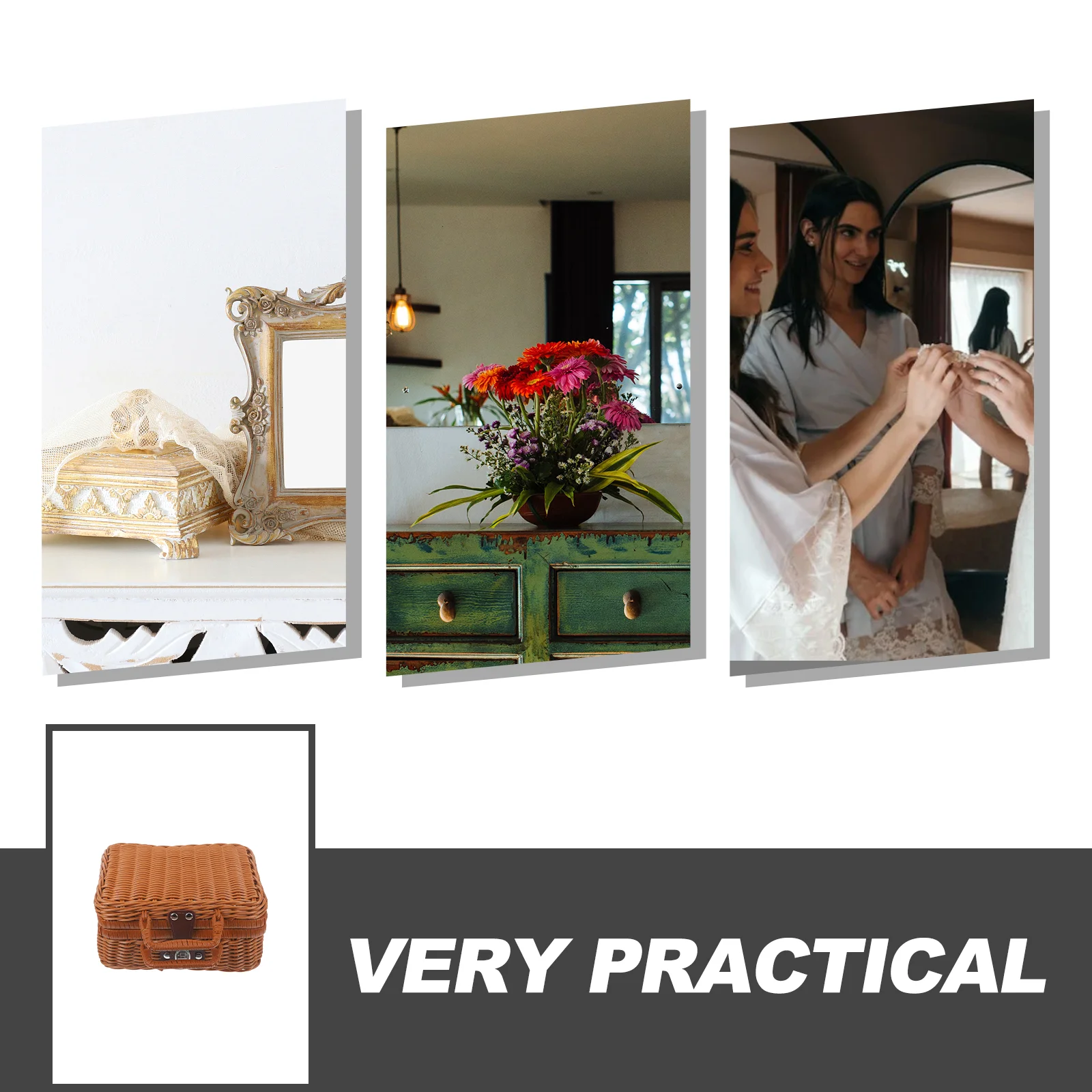 Imitation Rattan Box Simulated Handwoven Case Storage Baskets Retro Style Suitcase Duvet Wicker Picnic Hamper Toy 6