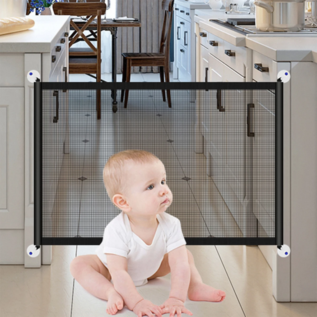 Children's fence Folding wire mesh fence home pet isolation balcony door child protection isolation net