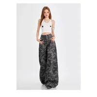 Vintage Camouflage Print Plus Size Wide Leg Pants Y2K Streetwear Fashion American Pants for Women High Waist All-match Trousers - Image 5