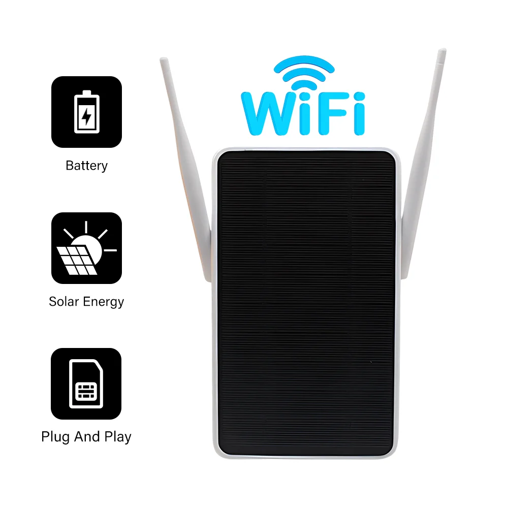 

4G Sim Card Wireless Outdoor Solar Router With 4pcs 18650 Battery 6w 1solar panel Powered Full Netcom LTE for Outdoor IP Camera