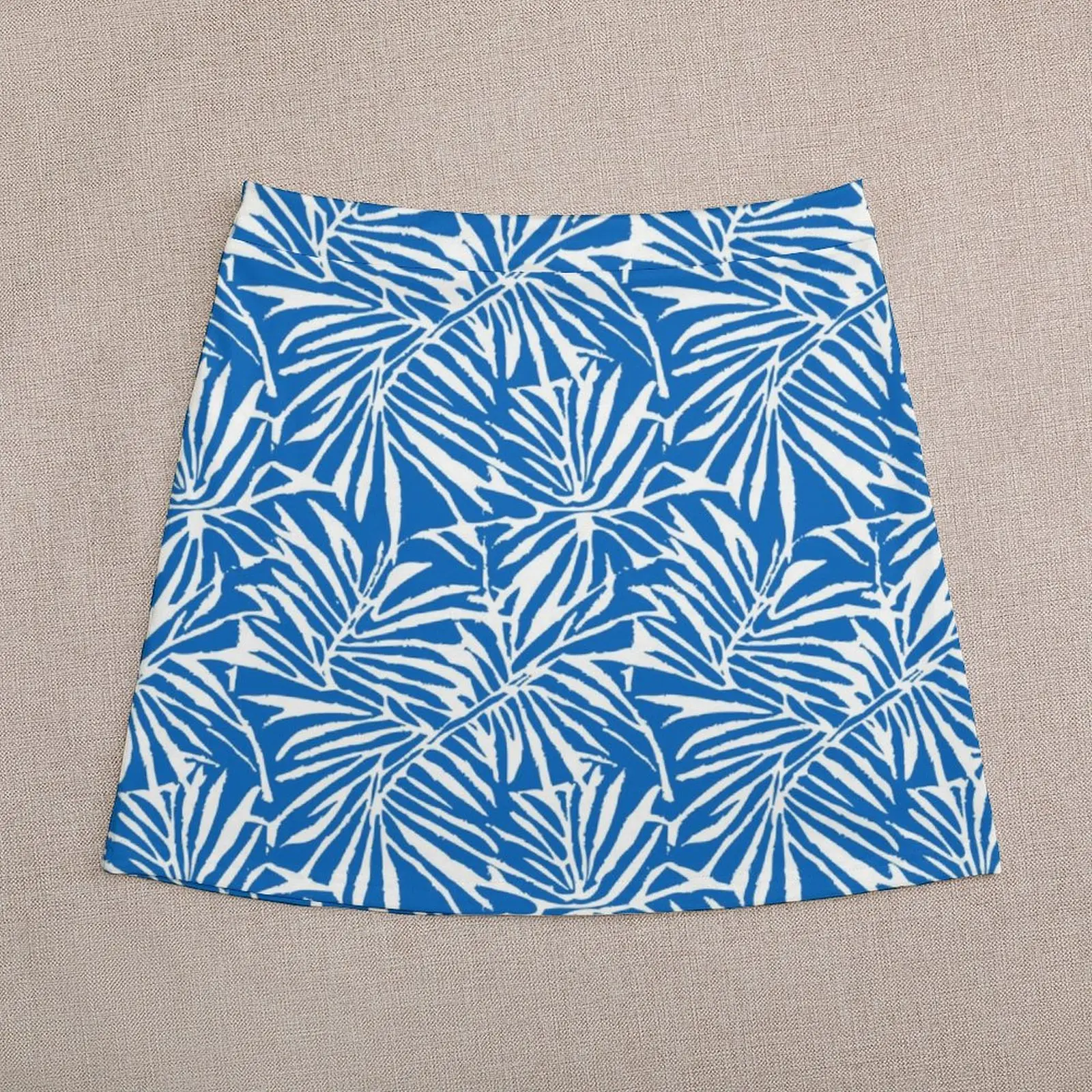 Blue And White Abstract Jungle Leaf Repeating Pattern Mini Skirt night club outfits skirt for women shorts
