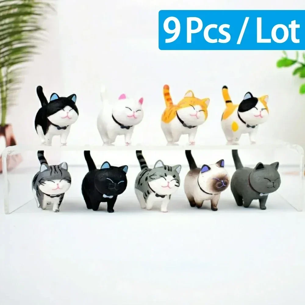 Adorable Kawaii Cat Ornaments - Mini Kitten Figurines for Birthday Gifts and Home Décor