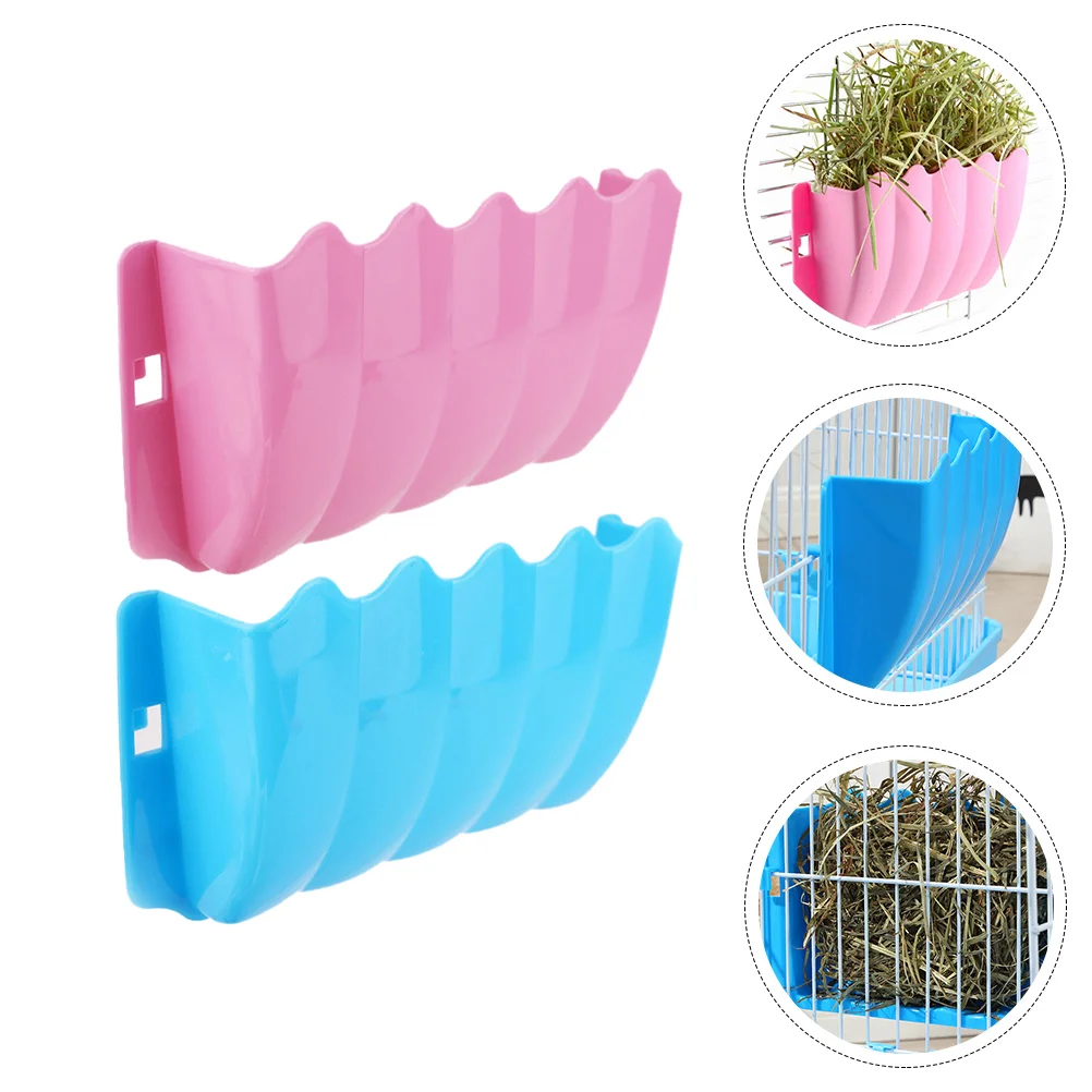 

2 Pcs External Grass Stand Rabbit Supplies Small Animal Rack Dispenser Frames Plastic Feeder for Guinea Pigs Holder