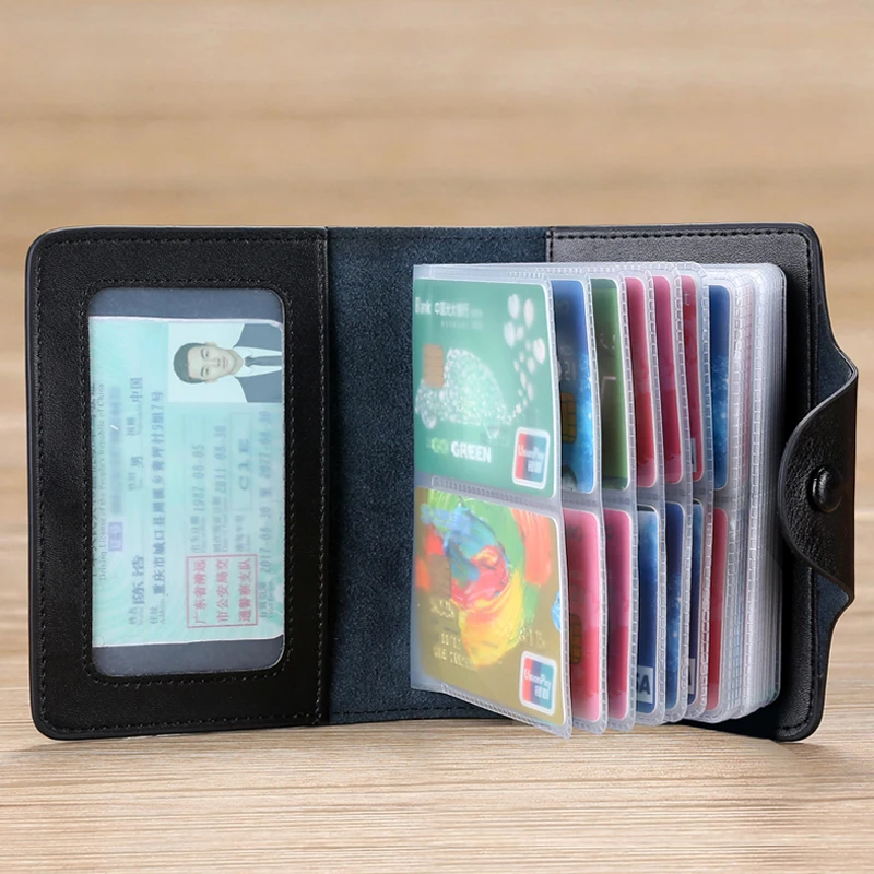 40 Slots Genuine Leather Card ID Holder Package Certificate Bank Credit Card Holder Case Multi-function Set Clip Bag Cover