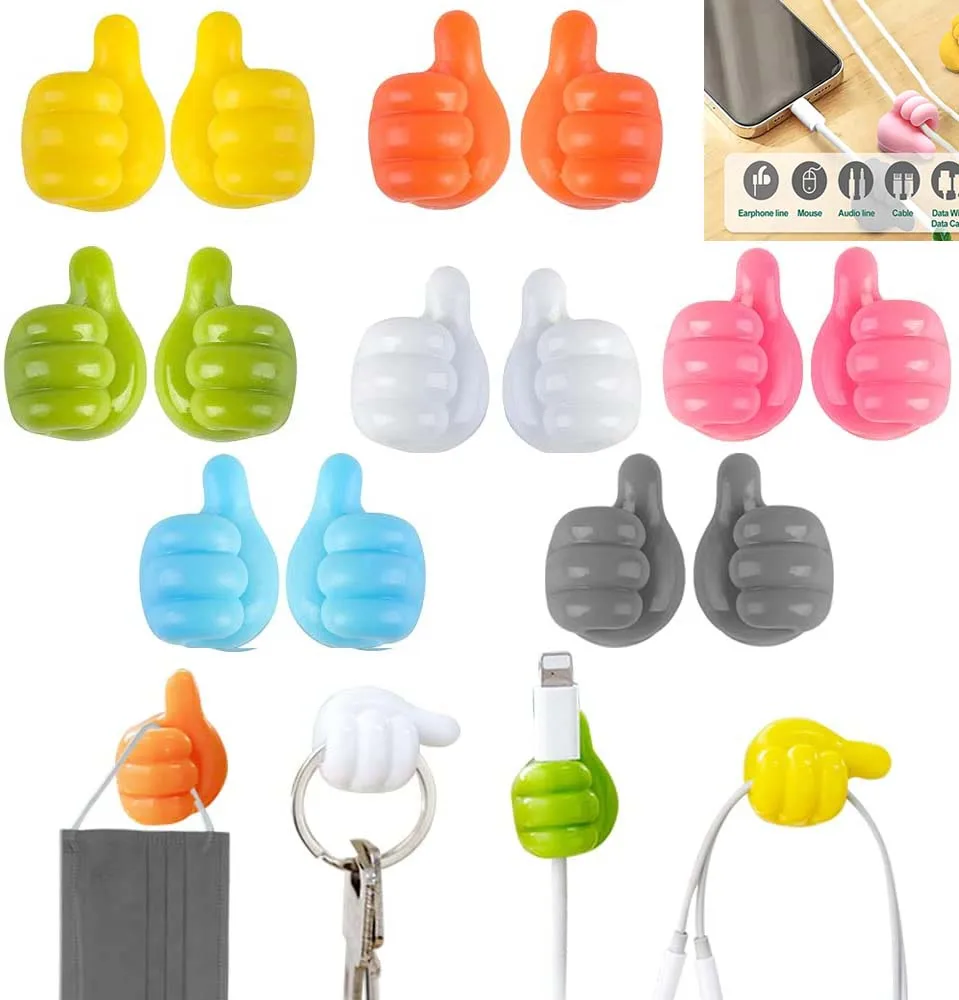 Silicone Thumb Wall Hook Cable Management Wire Organizer Wall Hooks Hanger Storage Holder for Kitchen Bathroom 5/10/20Pcs