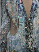 STOCK Shining Rhinestones Long Sleeve Tassel Stretch Bodysuits Women Nightclub DJ Clothing Stage Singer Performance Costume - Image 6