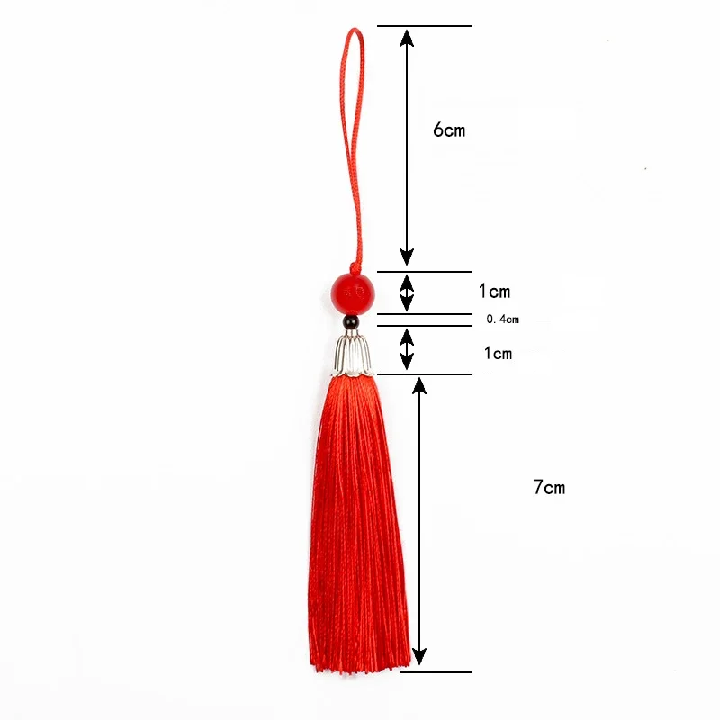 Tassel Fringe 10Pcs Tassels Silky Handmade Soft Tassels Jade Bead DIY Craft Jewelry Car Key Chain Decor Pendants Smooth Fringe Trim