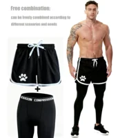1 or 2 Piece Men's Running Shorts Fitness Compression Leggings Workout Gym Basketball Athletic Pants Quick Dry Activewear