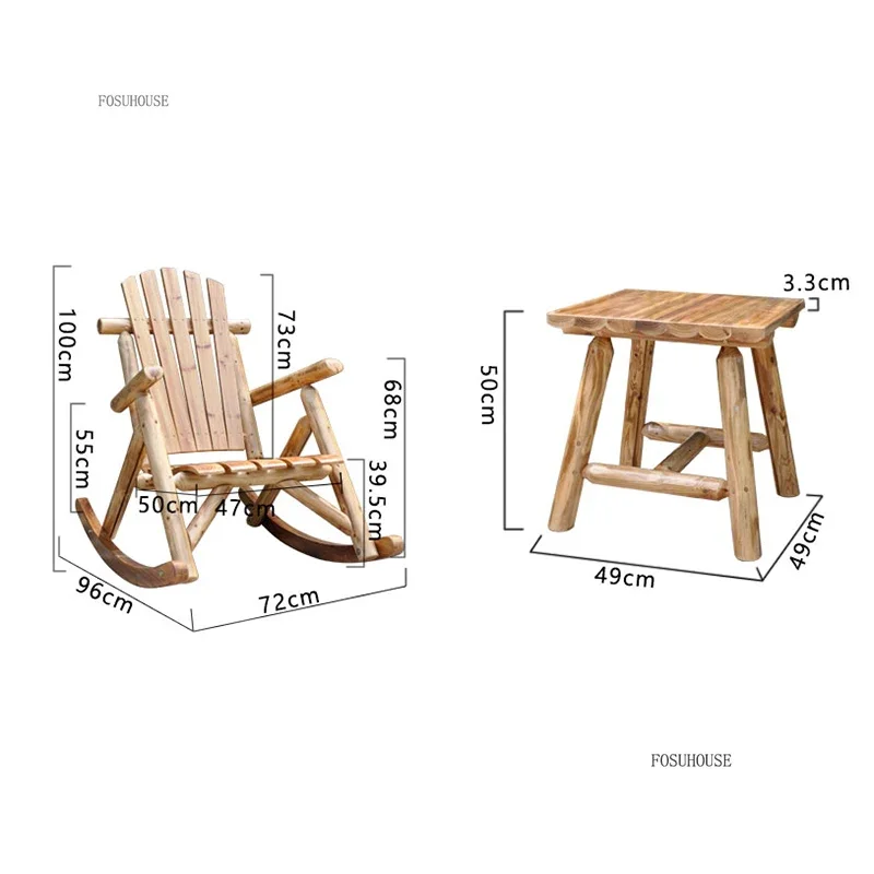 Minimalist Wooden Garden Chairs for Living Room Leisure Backrest Rocking Chair Japanese Household Outdoor Furniture for Hotel
