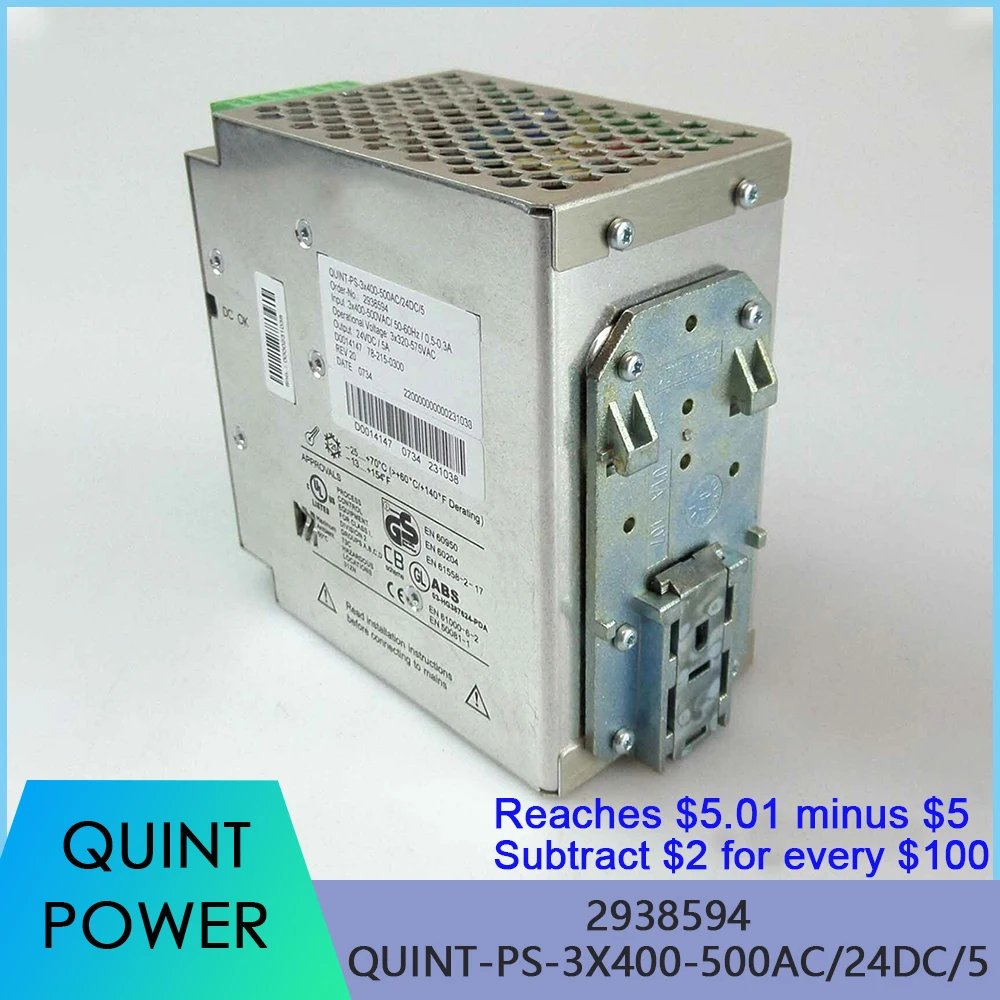 2938594 QUINT PS 3X400 500AC 24DC 5 QUINT POWER 24VDC 5A For Phoenix Switching Power Supply
