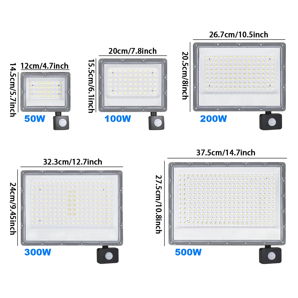 High-Power Outdoor LED Floodlight with Motion Sensor - Waterproof Spotlight for Garden and Landscape Lighting