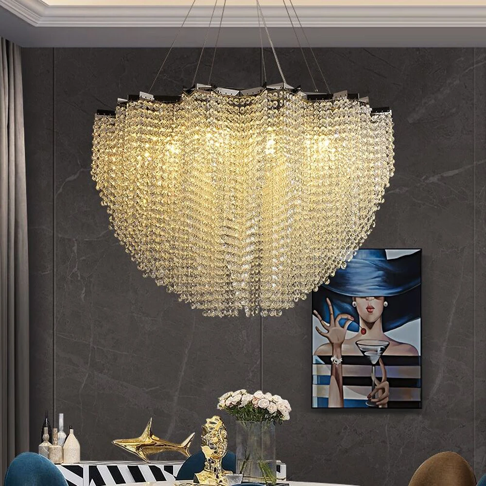 

Luxury Design Living Room Crystal Chandelier Led Light Fixtures AC110v 220V Modern Bedroom Cristal Plafonnier Indoor Decoration