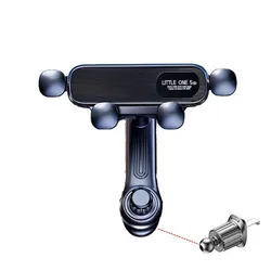 Universal Gravity Car Phone Holder - Adjustable Air Vent Mount with Shockproof Design (Black - long handle)