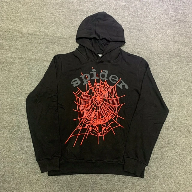 Black Sp5der 555555 Hoodie Men Women 22FW Red Puff Print World Wide Spider  Hoodie Young Thug Pullover - AliExpress