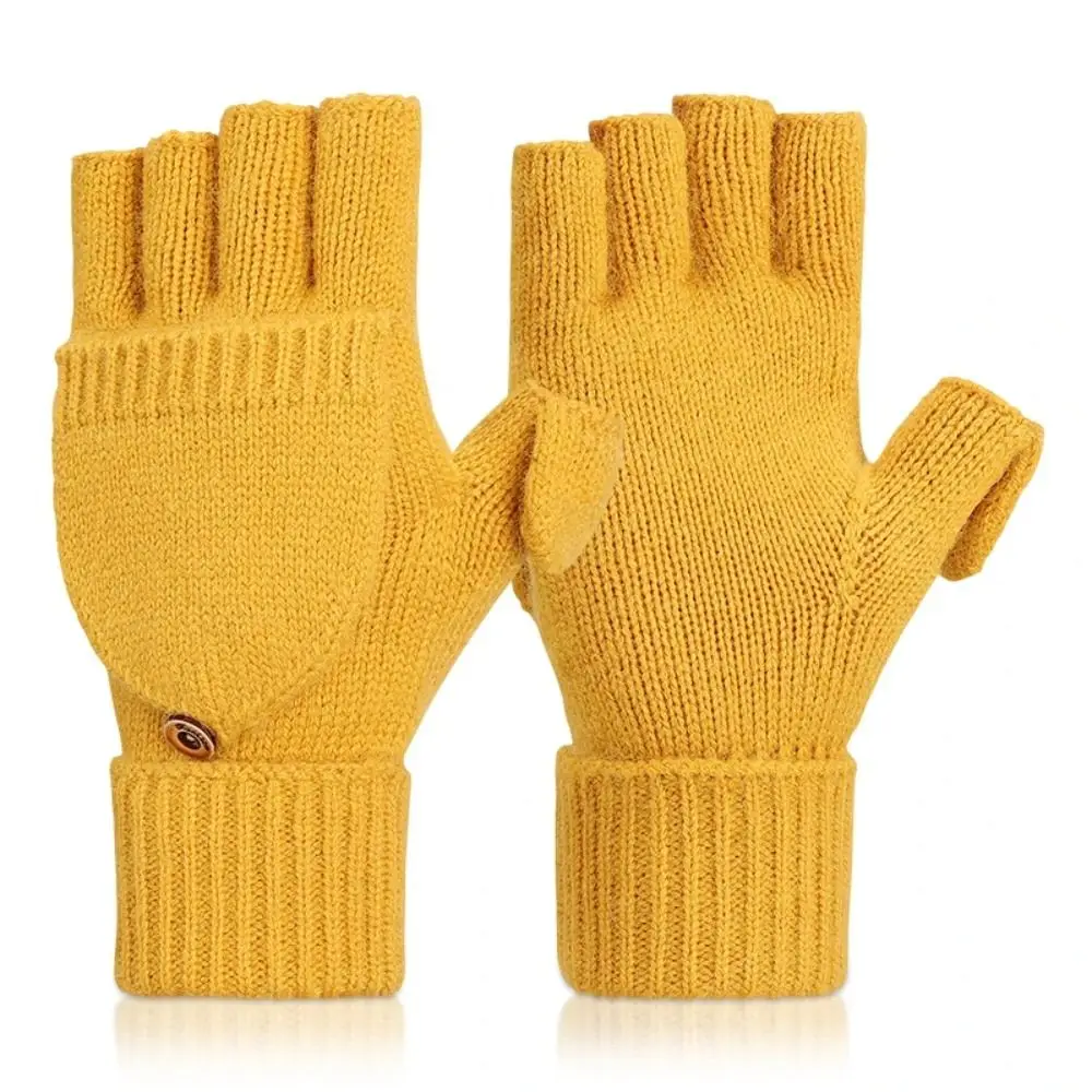 

High Quality Men Knitted Gloves New Thicken Thick Line Male Mitten Autumn Winter Fashion Fingerless Flip Gloves