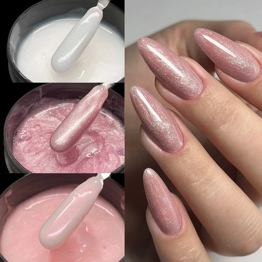 Jillnails Glitter Shimmer Milky Hard Gel Builder Nail for Nails Extensions 100g Royal Blue Pink  UV LED Camouflage  Selfleveling 3