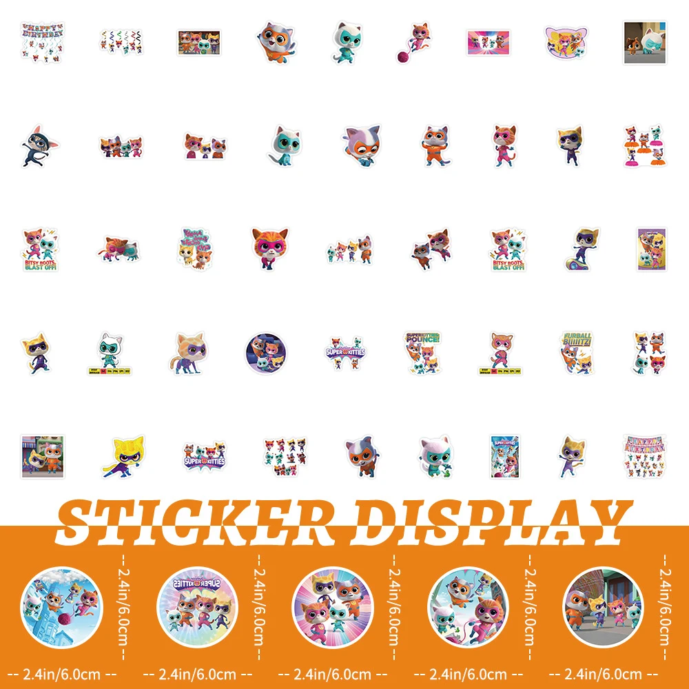 10/30/50 Stuks Anime Super Kitties Cartoon Stickers Sticker Sticker Voor Kinderen Speelgoed Diy Laptop Koelkast Waterfles Schattige Vinyl Sticker Groothandel