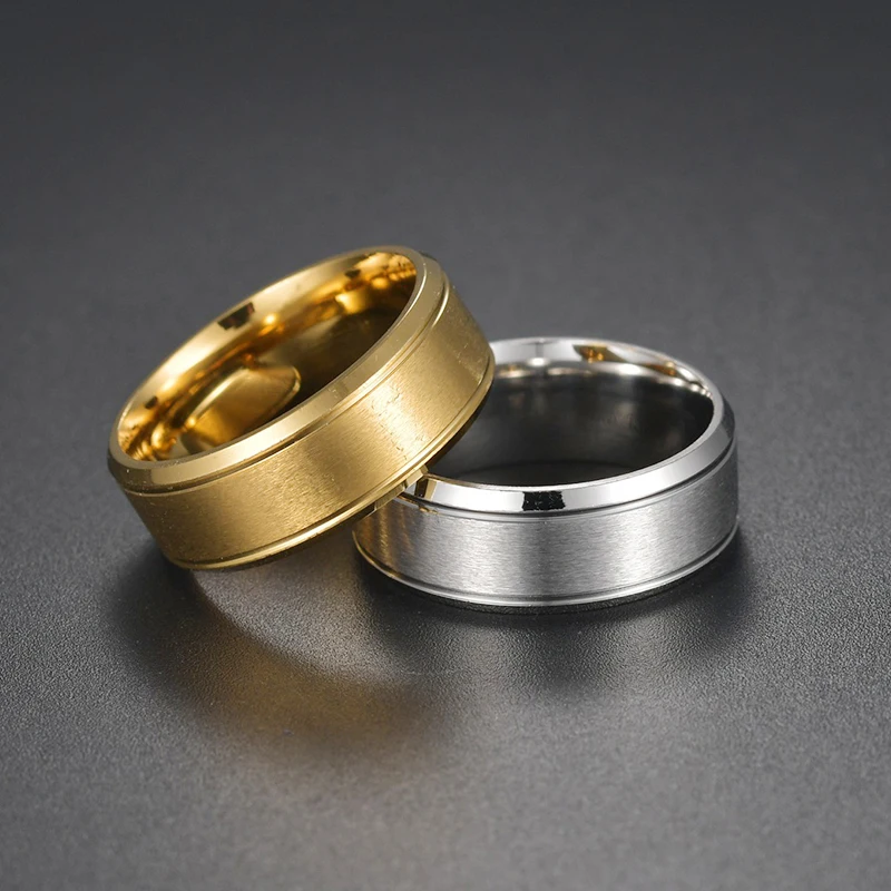 Elegant Brushed Stainless Steel Couples Wedding Band – Available in 4 Classic Colors