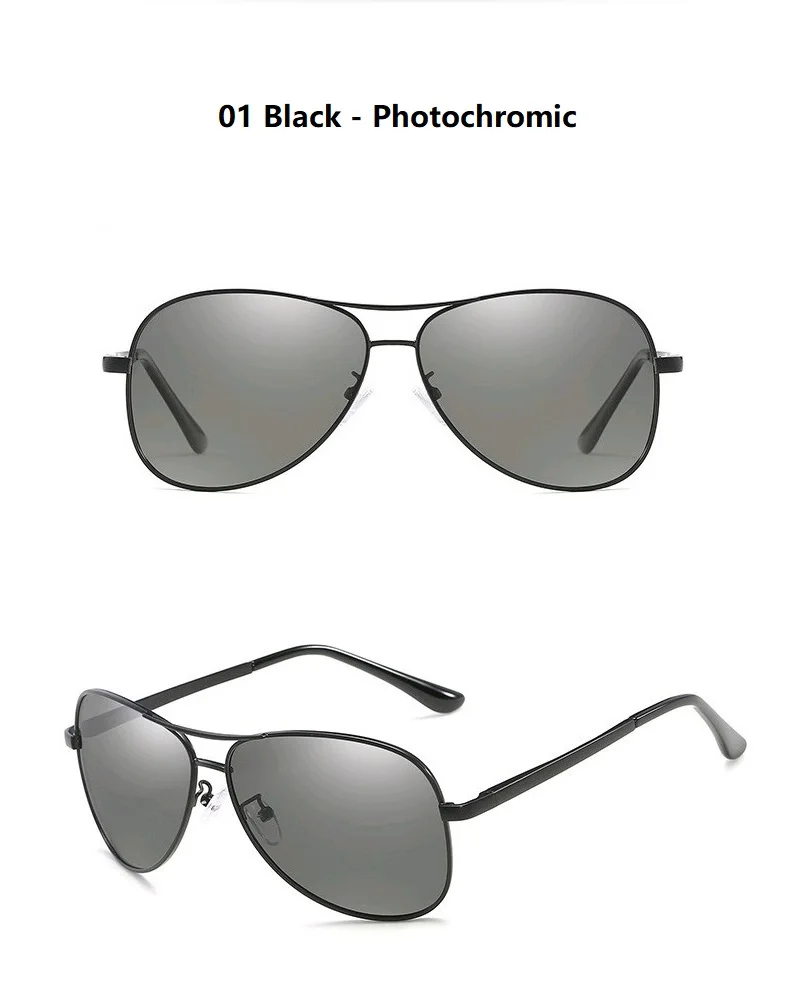 Luxuriöse photochrome Piloten-Sonnenbrille, polarisiert, für Herren und Damen, zum Autofahren, Chamäleon-Sonnenbrille, wechselnde Farbe bei Tag und Nacht – Detail 11