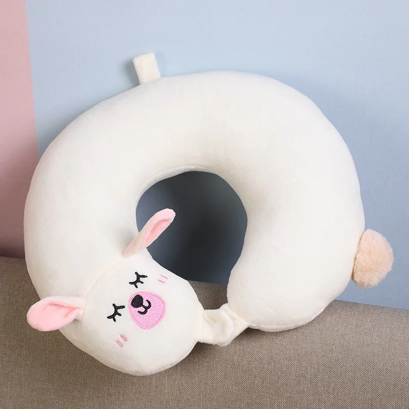 New Cotton Solid Color U-Shaped Pillow Soft Neck Pillows Portable Travel Car Air Flight U-shape Cervical Spine Slept Bedding 3