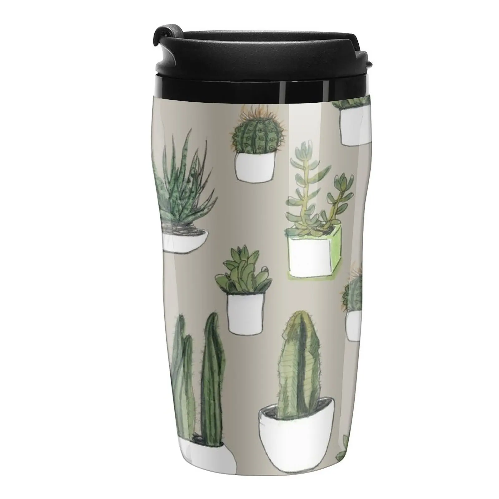 

New Watercolour Cacti & Succulents - Beige Travel Coffee Mug Cute Mugs Espresso Coffee Cup Beautiful Tea Cups