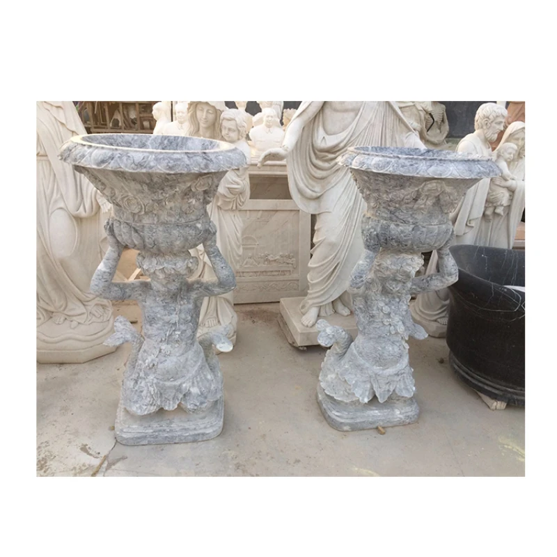 

Factory Supply 38x48x135cm Granite Garden Planter Pot