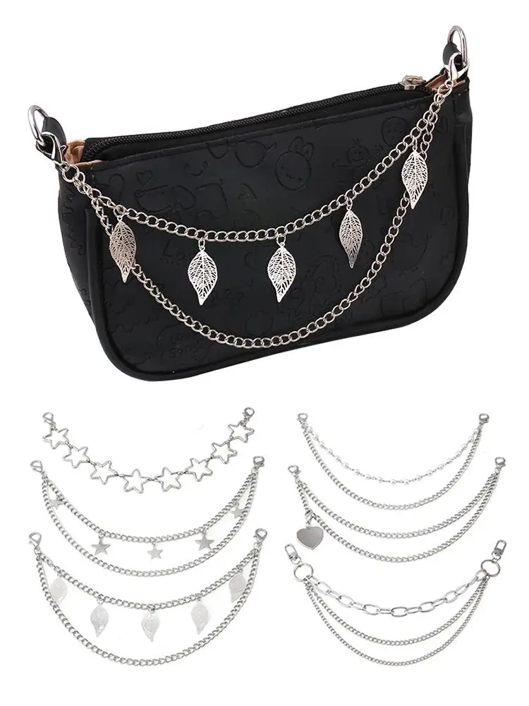 Multi-layer Metal Bag Chain DIY Handles Heart Star Pendant Shoulder Bag Chain DIY Jewelry Accessory With Lobster Buckle Pendant