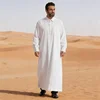 Men Islamic Arabic Kaftan Long Sleeve Casual Pockets Muslim Robe Saudi Arabia Dubai Men Jubba Thobe Ramadan Eid Abaya Dress Gown