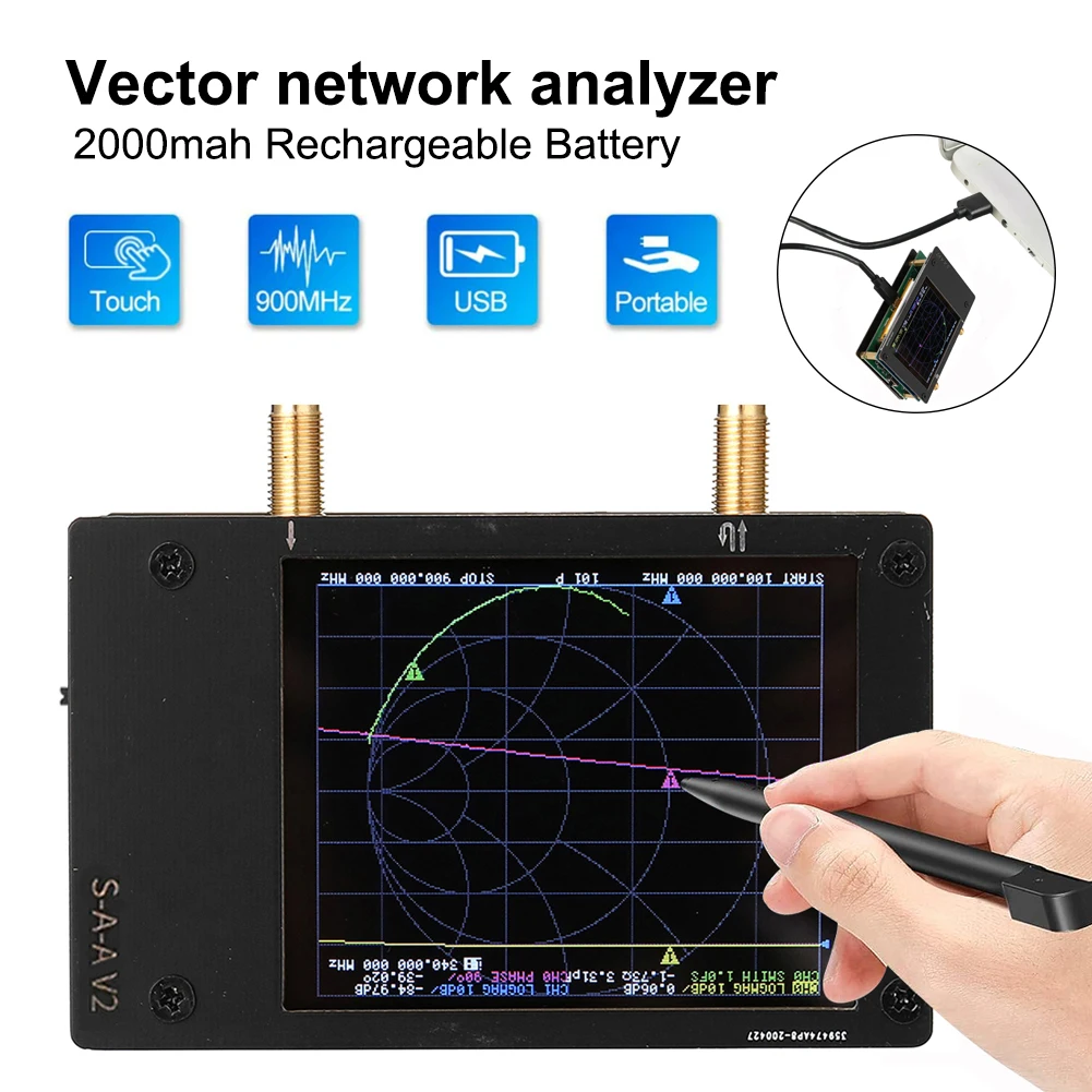 

Векторный анализатор сети, S-A-A-2, NanoVNA V2, 3G, TFT сенсорный экран, антенный анализатор, коротковолновый, HF, VHF, перезаряжаемый, 50 кГц