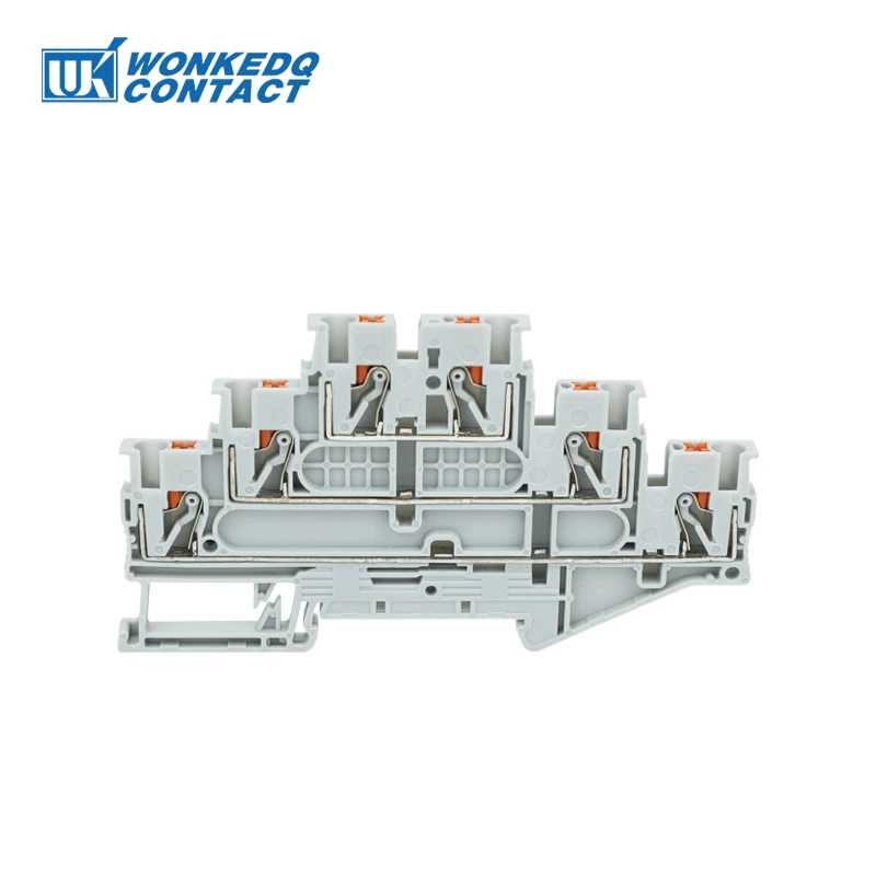 PT2.5-3L Push-in Wiring Connector 10Pcs Triple 3 Level 2.5 mm&sup2; Cable 2.5mm Electrical Cable Din Rail Terminal Block