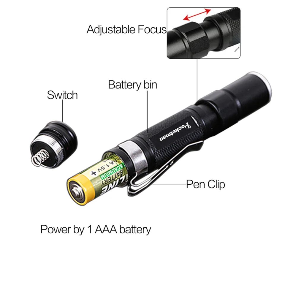 Mini lampe de poche LED EDC 3 * AAA petite lampe torche d'urgence en plastique avec 9 LED pour cadeaux