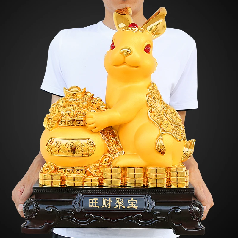 

Lucky rabbit ornaments Resin animal zodiac Home Furnishing decoration Living room, bedroom, new room friend gift 16x9x22cm