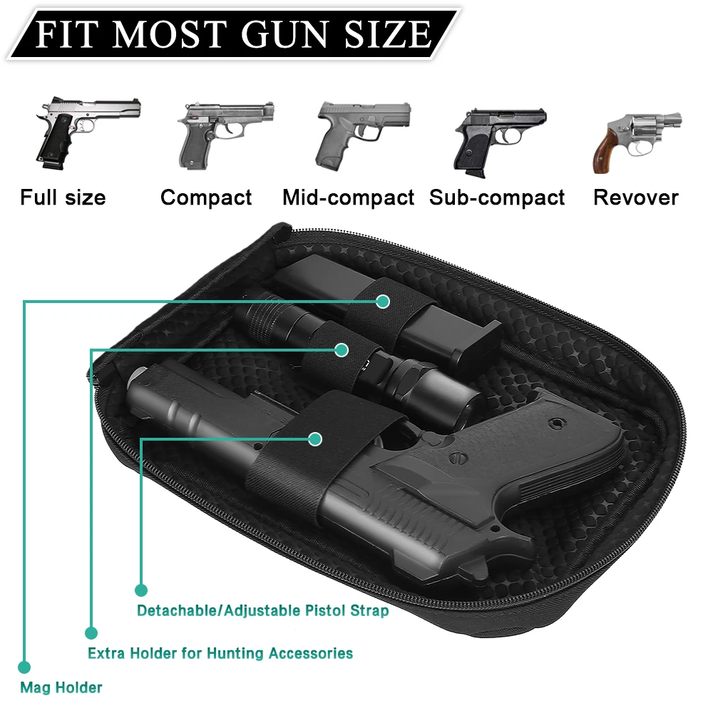 Concealed Carry Gun Bag Soft Sling Shoulder Bag Pistol Case Fanny Pack Waist Belt Firearm Bag with Holster for Handgun Pistol 4
