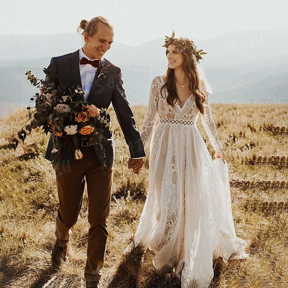 vestido de novia hippie bohemio