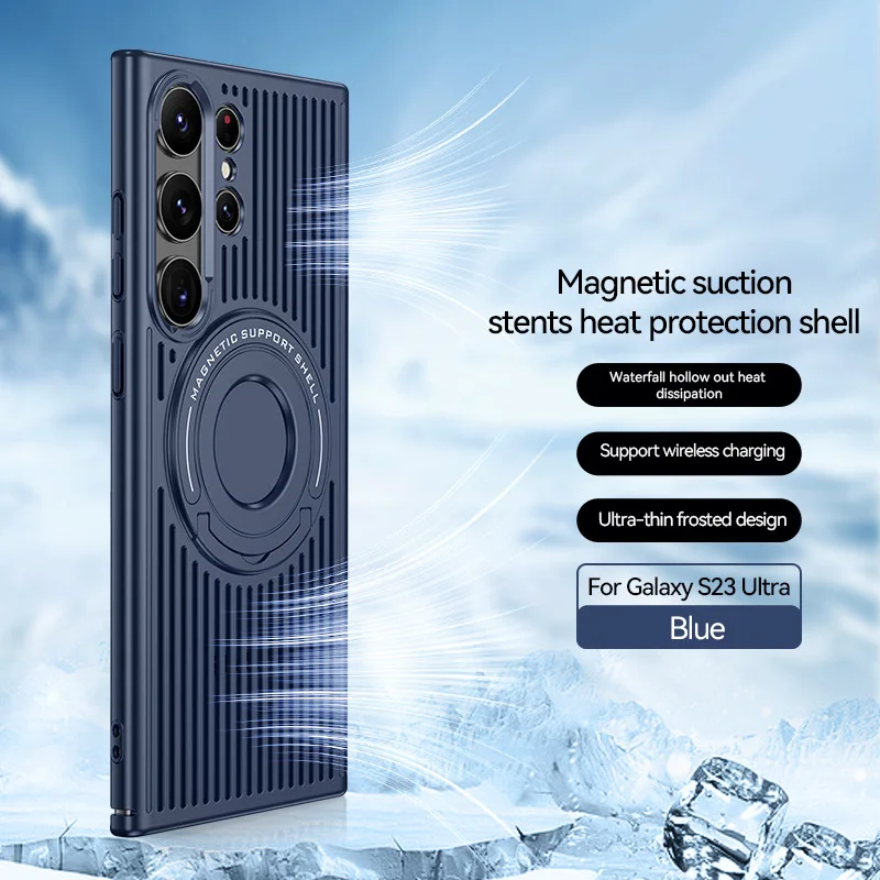 thumbnail image 1 of Heat Dissipation Magnetic Wireless Charging Phone Case For Samsung S23 S24 Ultra 23 Pro Invisible Holder Protection Back Cover, 1 of 5