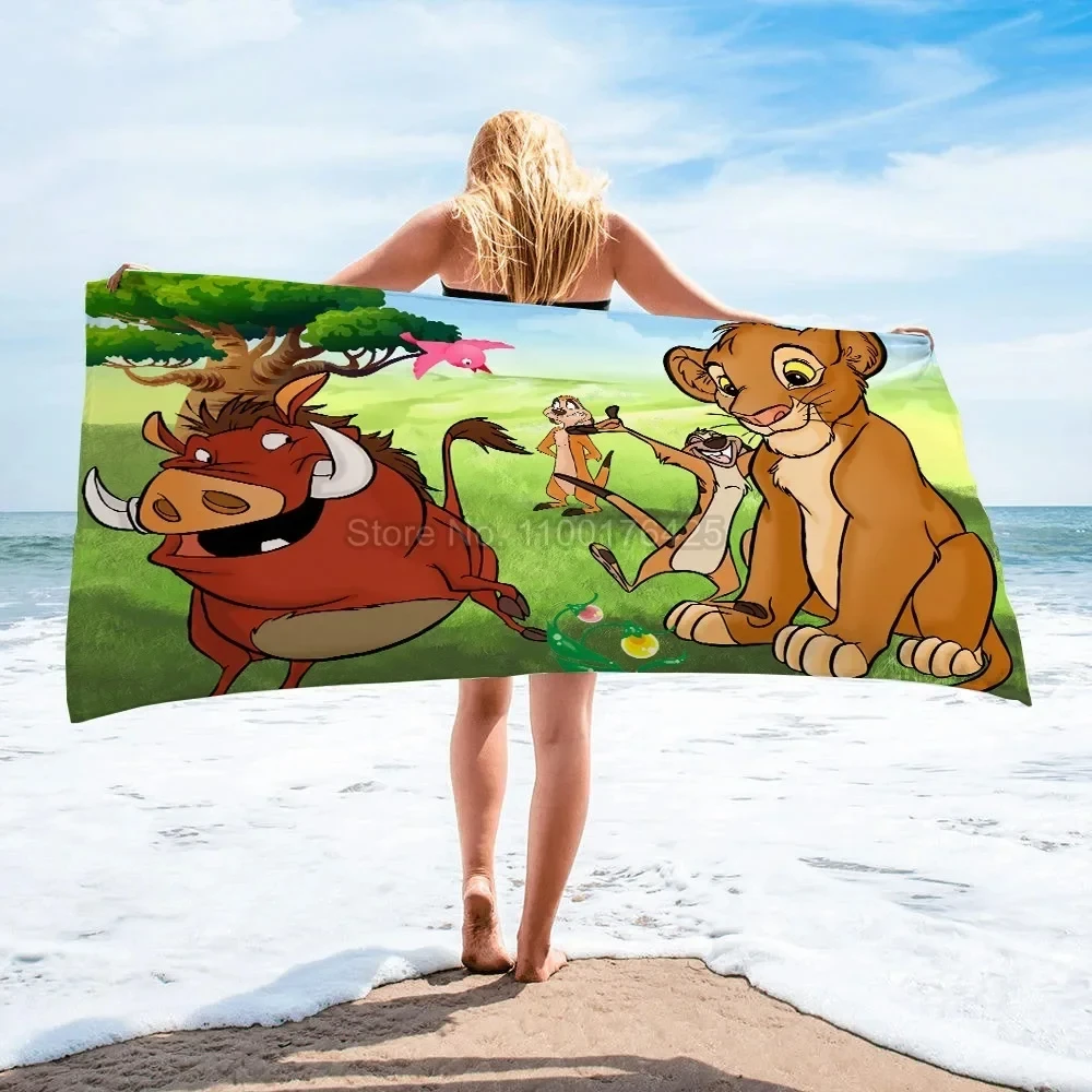 Dier De Leeuw Koning Simba Badhanddoek Kinderen Kinderen Jongens Cartoon Strandlaken Buitensporten Camping Draagbaar Washandje Cadeau