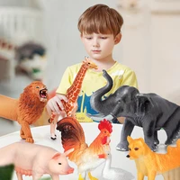 13PCS Children's Simulated Animal Model Toy Set Elephant Gorilla Tiger Lion Hippo Panda Farm Small Animal Toys with Picture Book 2