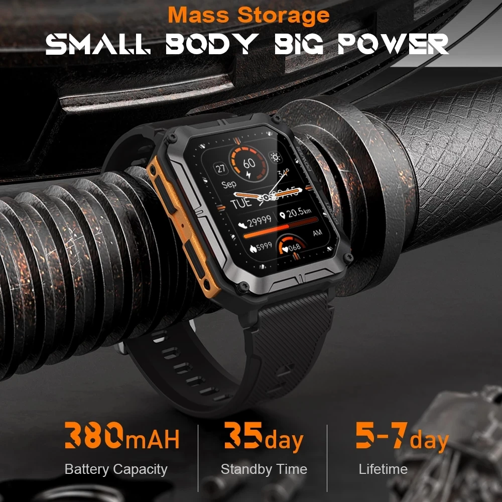 ChiBear ߿ Smartwatch  ȭ IP68  380mAh   1.83 ġ HD ȭ  ð  Ʈ ġ
