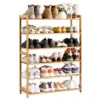6-Tier Bamboo Wood Shoe Shelf Shoe Rack 18-24Pairs Utility Shoe Storage Organizer Shelving for Entryway Bedroom Living Room Home 1