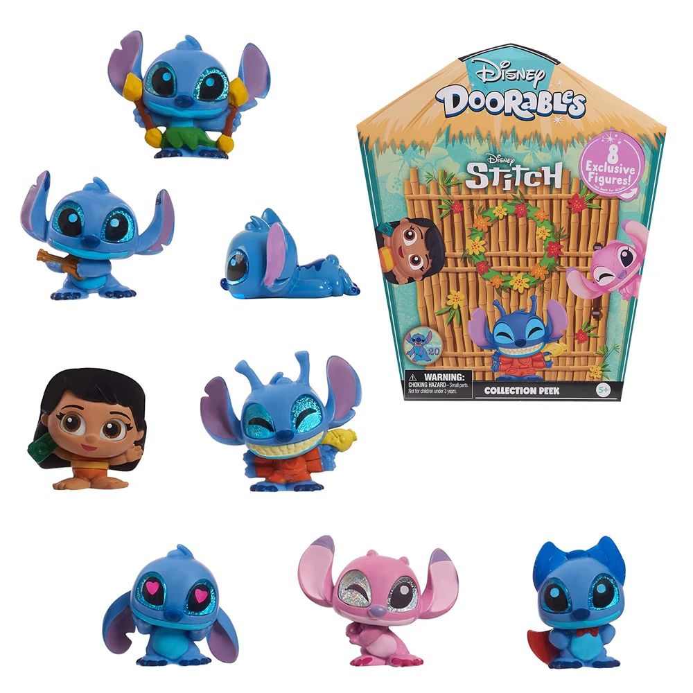 Disney Doorables Stitch 8pcs Cartoon Meimaid Angel Model Figure Desk  Ornaments Accessories Children Collectable Toys Xmas Gifts