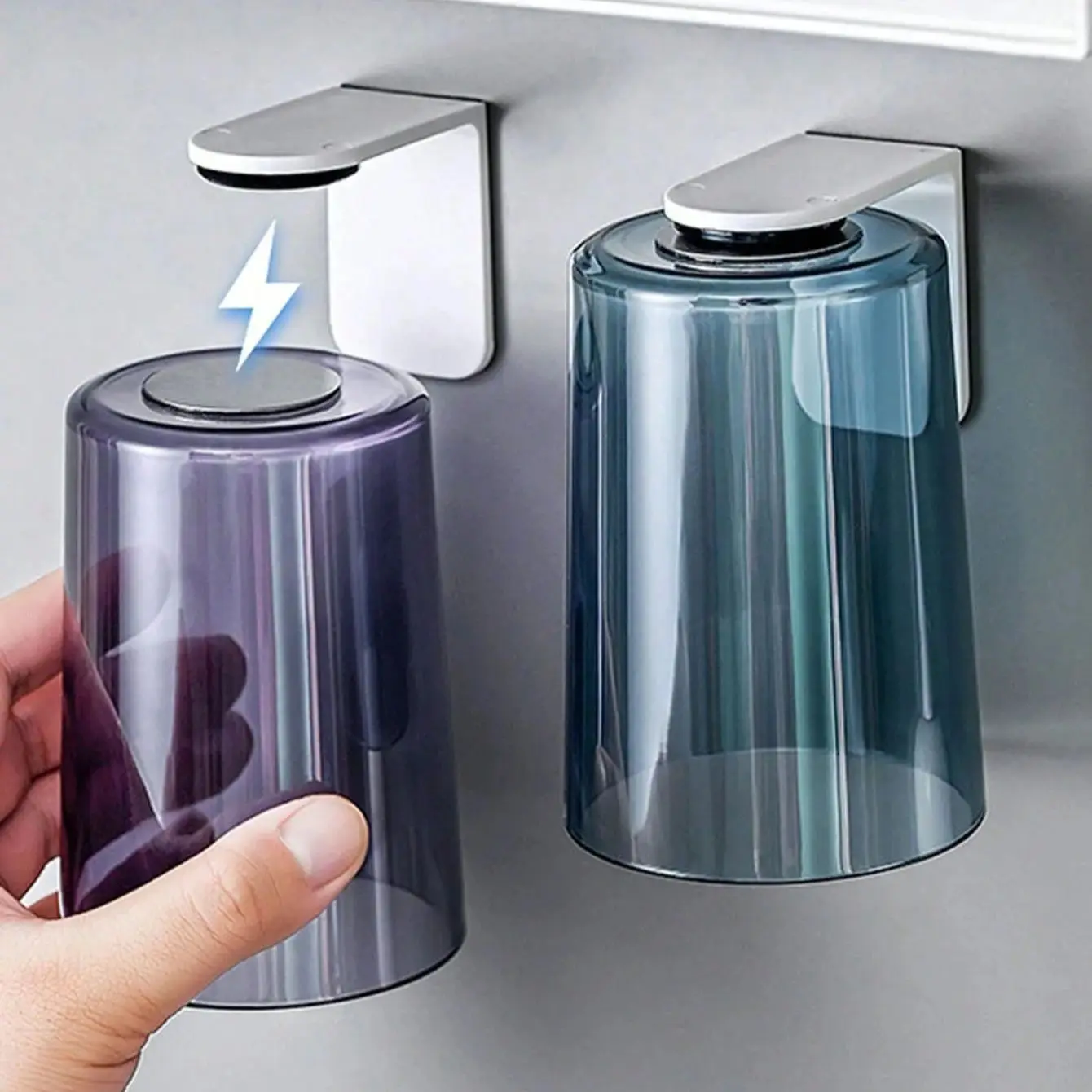 Soporte magnético para cepillos de dientes con vaso de pared_voghion.com