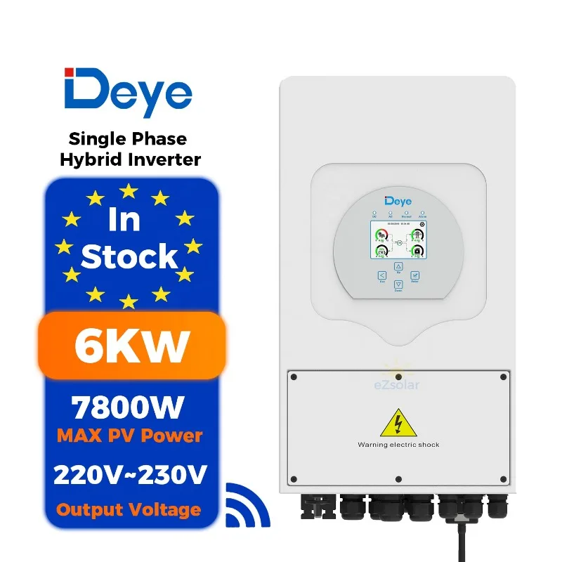 Magazzino Ue Deye Sun-6K-Sg03Lp1-Eu Inverter Ibrido Monofase 6Kw 8Kw 10Kw Inverter Solare Ibrido Wechselrichter