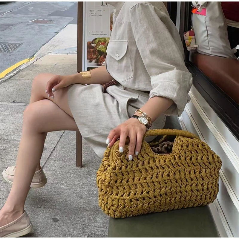 Luxury Natural Fiber Woven Straw Clutch Bag for Women