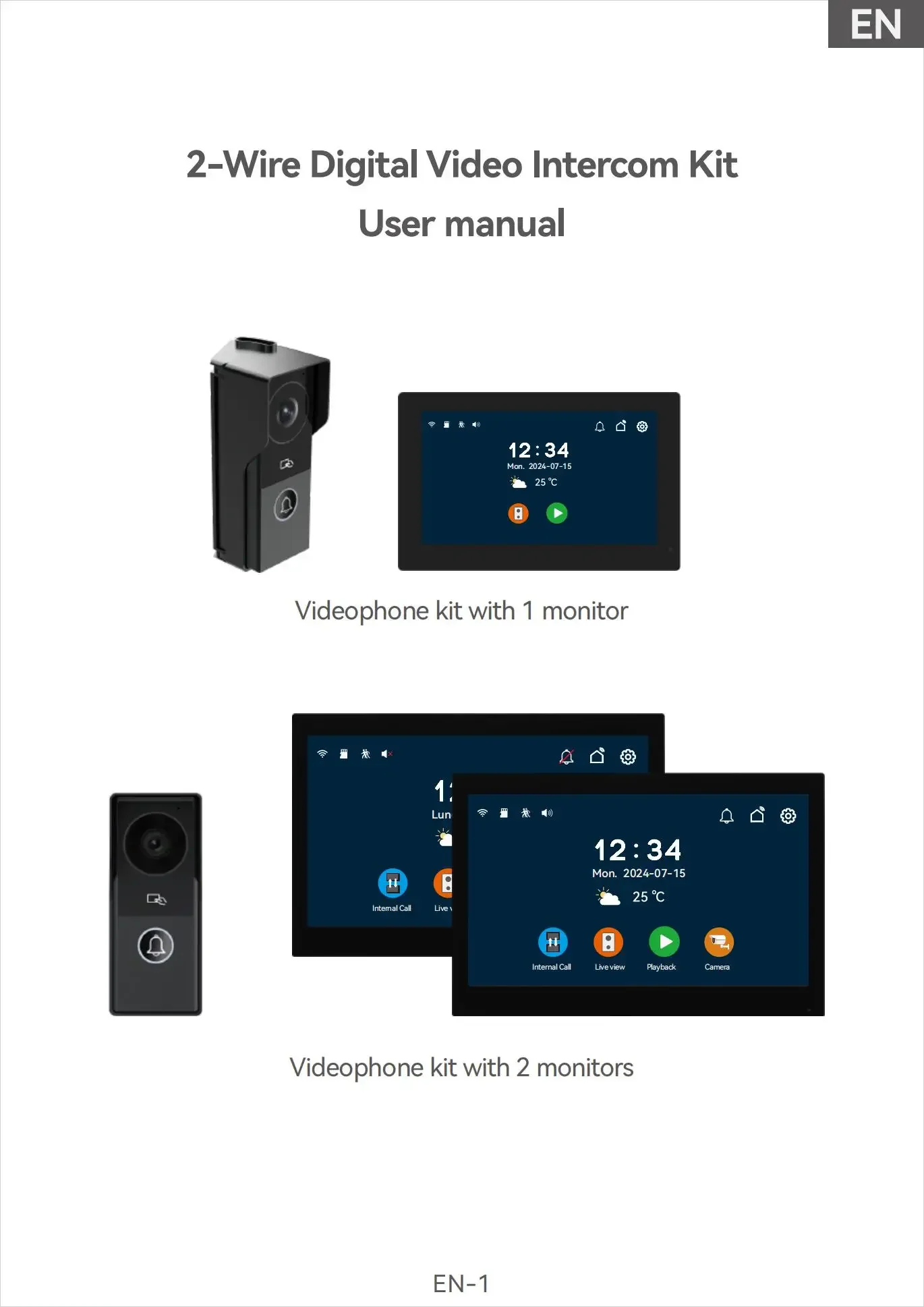 ANJIELO 2 Wire Visiophone Doorbell Video Intercom System for Home Metal Door Pho