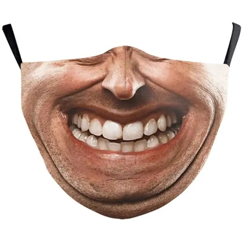 Adults Comical Printed Cotton Blend Face Masks - Fashionable Facial Expressions