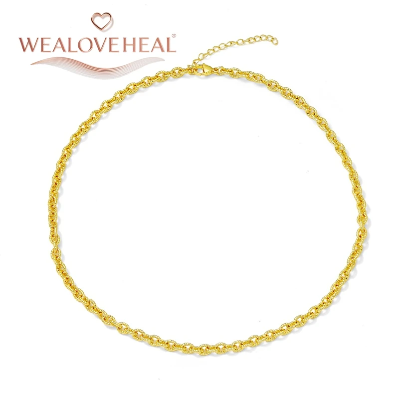 45 cm hochwertige 18 Karat vergoldete Messingkette, strukturierte Kabelkette für Damen und Herren, Schmuckherstellung, DIY-Halskettenzubehör – Detail 19