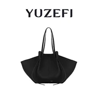 YUZEFI Sac fourre-tout pour femme, couleur unie, rétro, minimaliste, détente, luxe, polyvalent, pour les déplacements quotidiens, voyage, grande capacité, sac à bandoulière 2