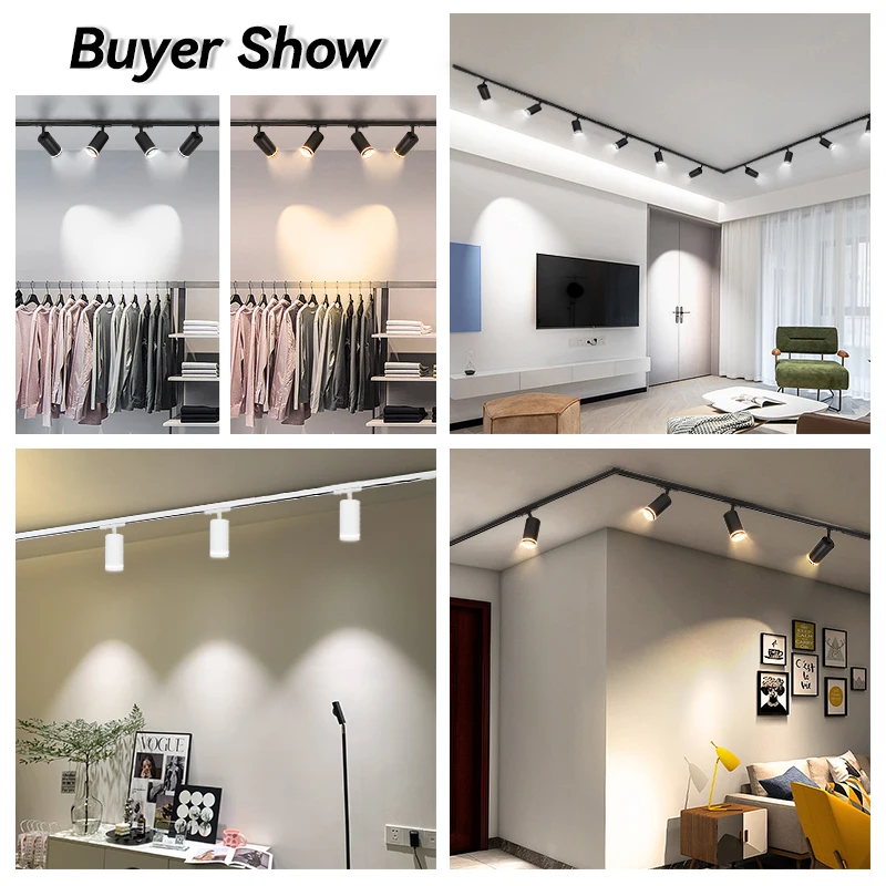Led Track Light 85-265V COB Ceiling Track Lamp Rail Lighting System Set Rails Spot For Clothing Shop Living Room Store Home 5